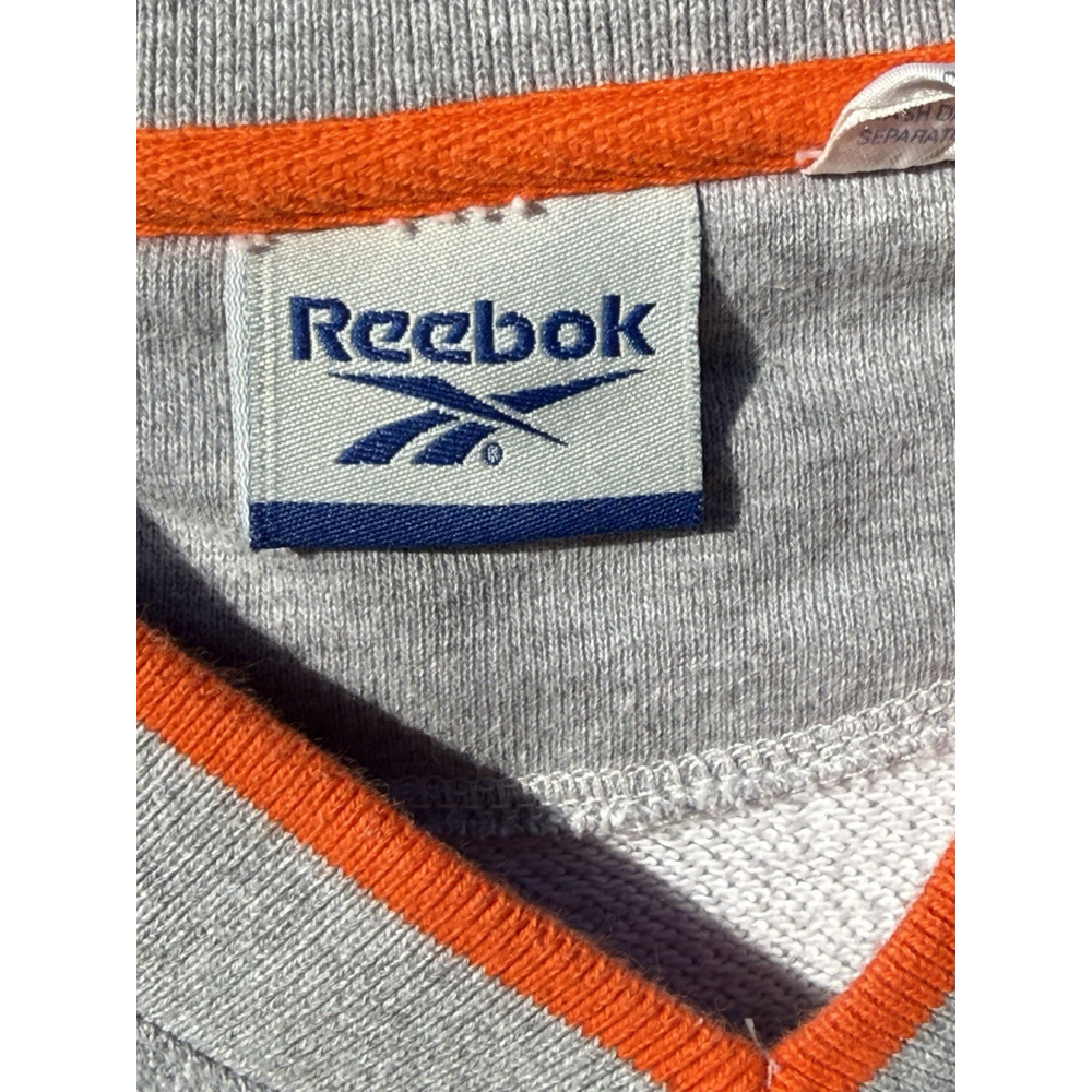 Vintage Women's Large Reebok sweater Gray & Orange V-Neck 100% Cotton - Picture 5 of 6